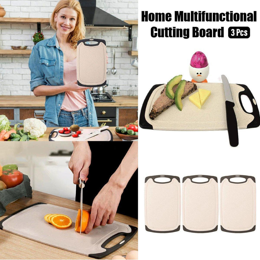 3PCS Wheat Straw Cutting Board Kitchen Chopping Board for Vegetables Meat Fruit