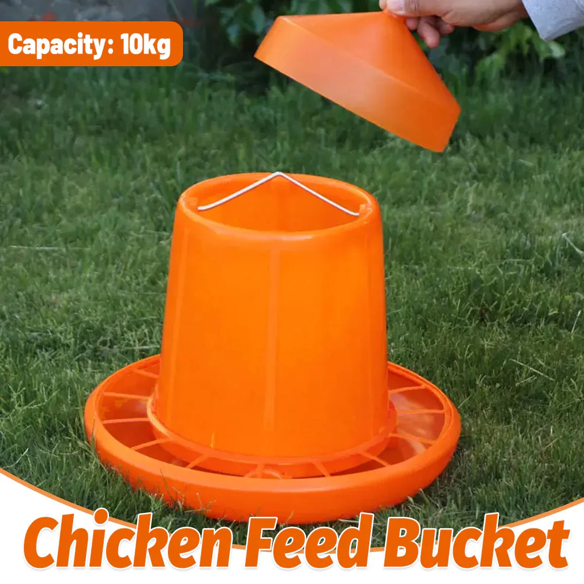 Chicken Feeder Trough Food Bowl Feed Pail Large Capacity for Poultry Coop Farm