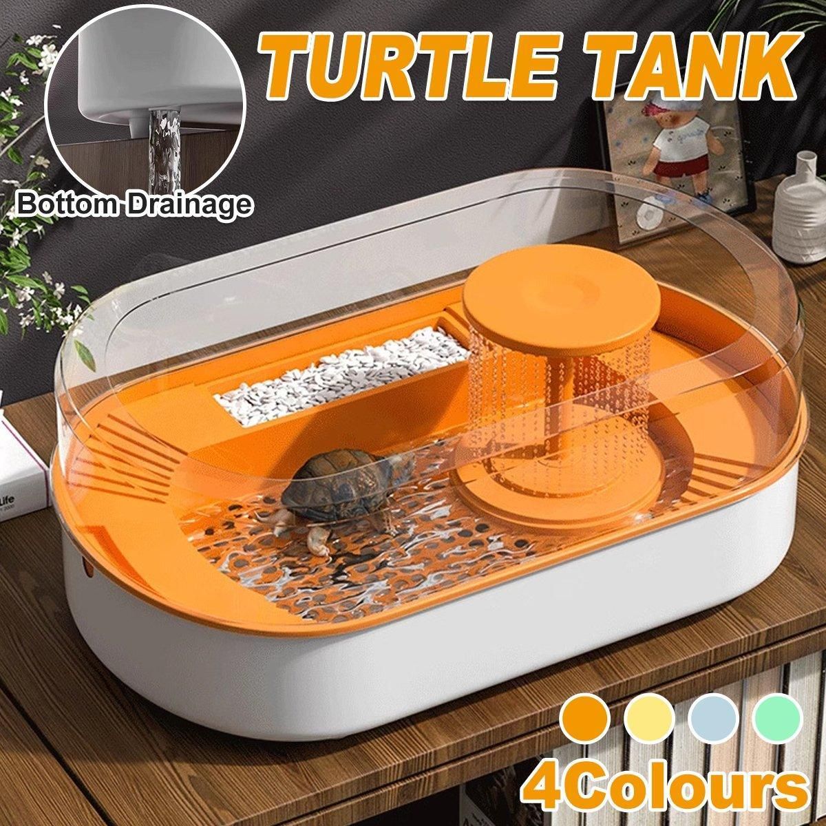 Small Turtle Feeding Tank Basin Aquarium Feeding Box for Turtles Reptiles - Orange