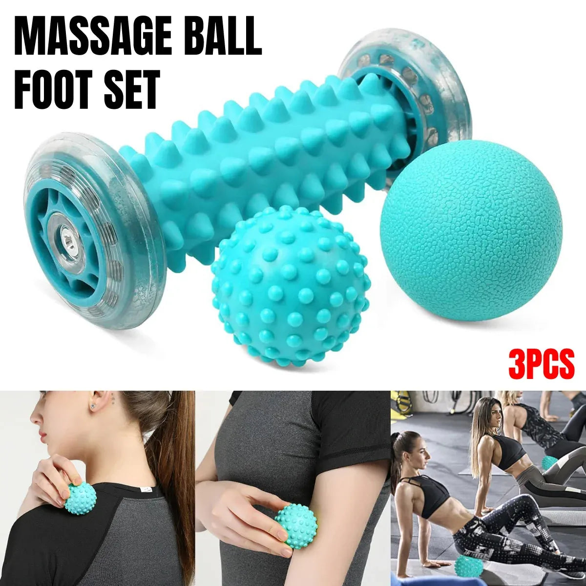 3pcs Foot Massage Roller Set for Muscle Relaxation and Arch Support Fitness Tool