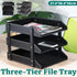 3 Tier Faux Leather File Tray Desktop Document Organiser 36.5x27.5x35cm