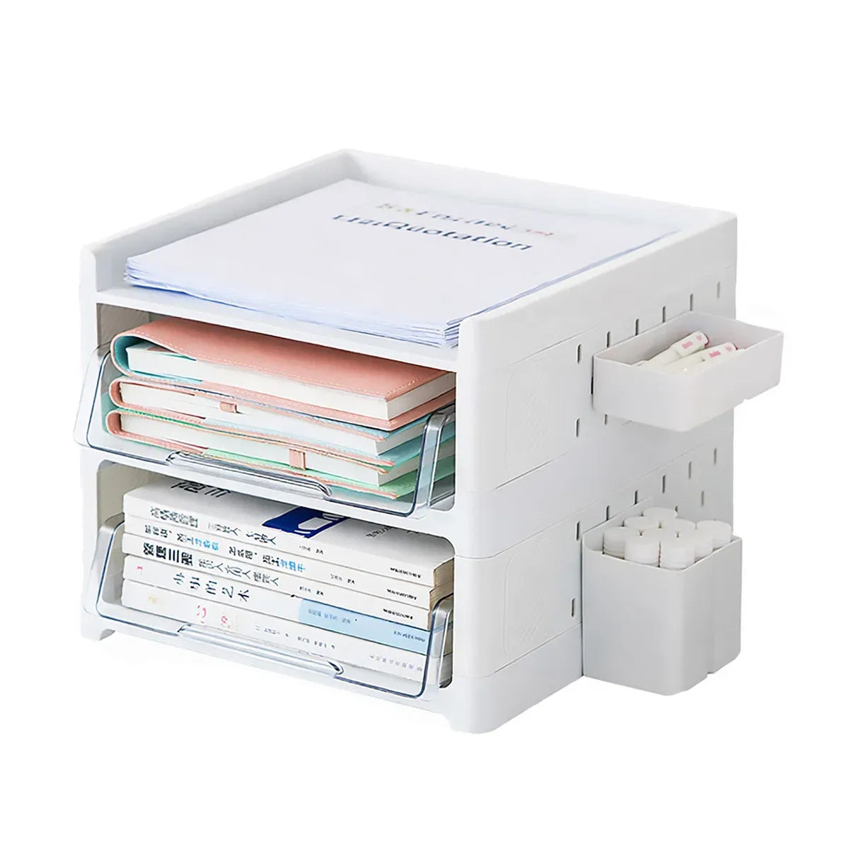 Desktop Pegboard Drawer Storage Shelf Multi Layer Home Office Desk Organiser - 3-Layer