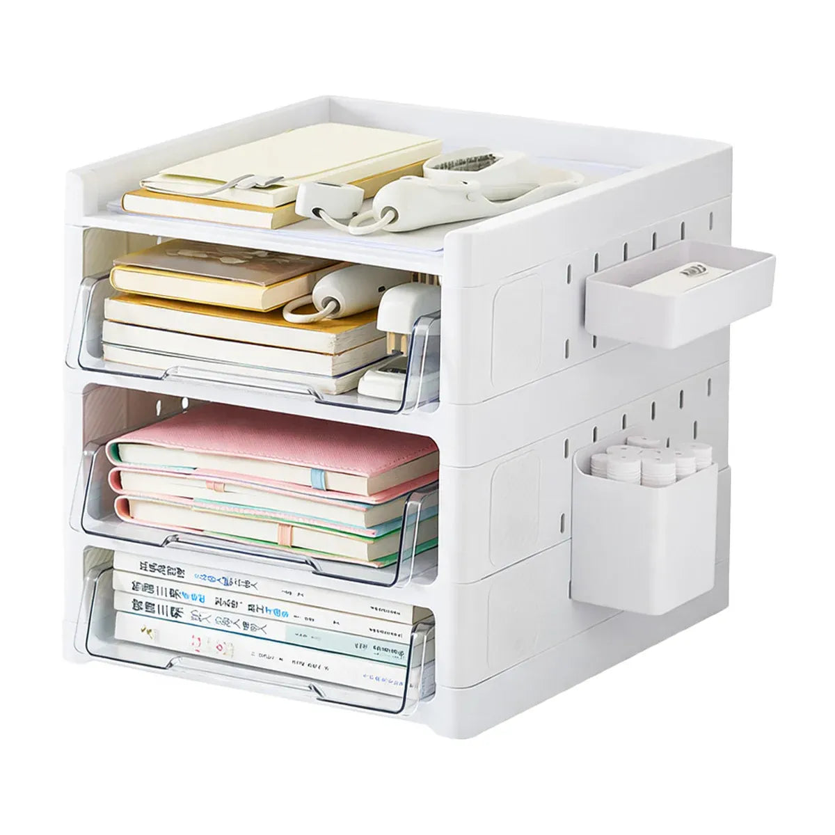 Desktop Pegboard Drawer Storage Shelf Multi Layer Home Office Desk Organiser - 4-Layer