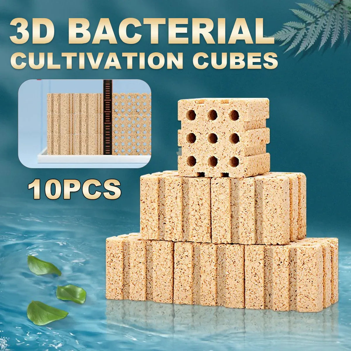 10PCS 3D Bacterial Cultivation Cubes Aquarium Bio Filter Media Fish Tank Clean