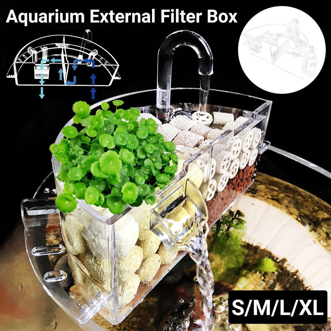 Round Fish Tank Filter Box Aquarium Trickle Box Small External Top Quiet Water Purification Three-in-One Filter - XL
