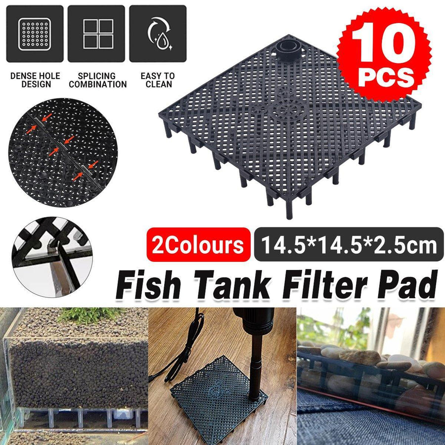 Fish Tank Aquarium Under Gravel Filter System Safe Filtration Plate Board Kit - Clear-10PCS
