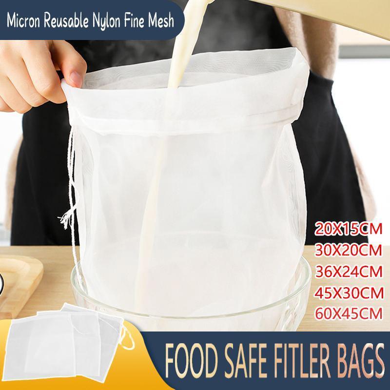 Micron Reusable Nylon Fine Mesh Food Strainer Filter Bag for Nut Milk Coffee - 30 X 20 CM