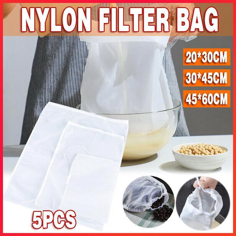 Micron Reusable Nylon Fine Mesh Food Strainer Filter Bag For Nut Milk Coffee - 45*60CM