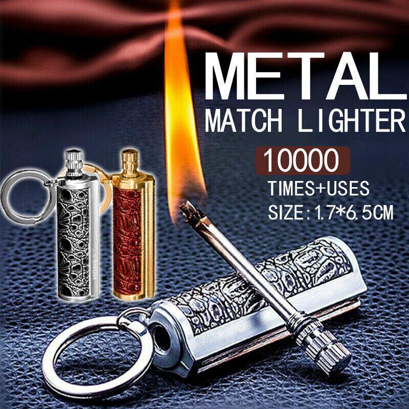 Fire Starter Lighter Waterproof Flint Match Metal Keychain Camping Survival Bda - Gold