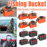 Portable Folding EVA Fishing Bucket Multi Use Live Fish Container with Strap - Orange-40cm
