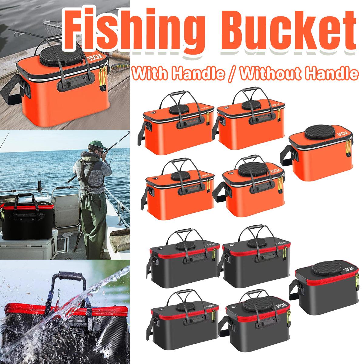 Portable Folding EVA Fishing Bucket Multi Use Live Fish Container with Strap - Orange-40cm