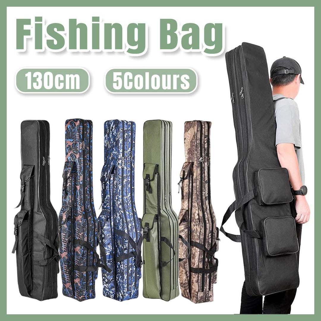 130cm Big Belly Fishing Tackle Bag Rod Storage Carry Case Outdoor Fishing Bag - Deep blue camouflage