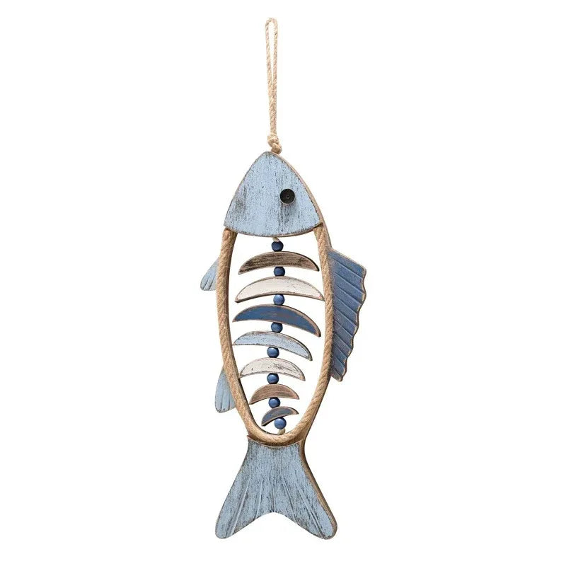 Fish Shaped Wall Hanging Decor Small Nautical Style Home Decoration Art Ornament - Head and tail fish bones