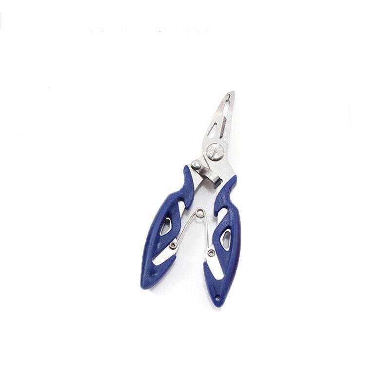 Multi Function Fishing Pliers Line Cutter Split Ring Tool with Grip Scissors Design - Blue