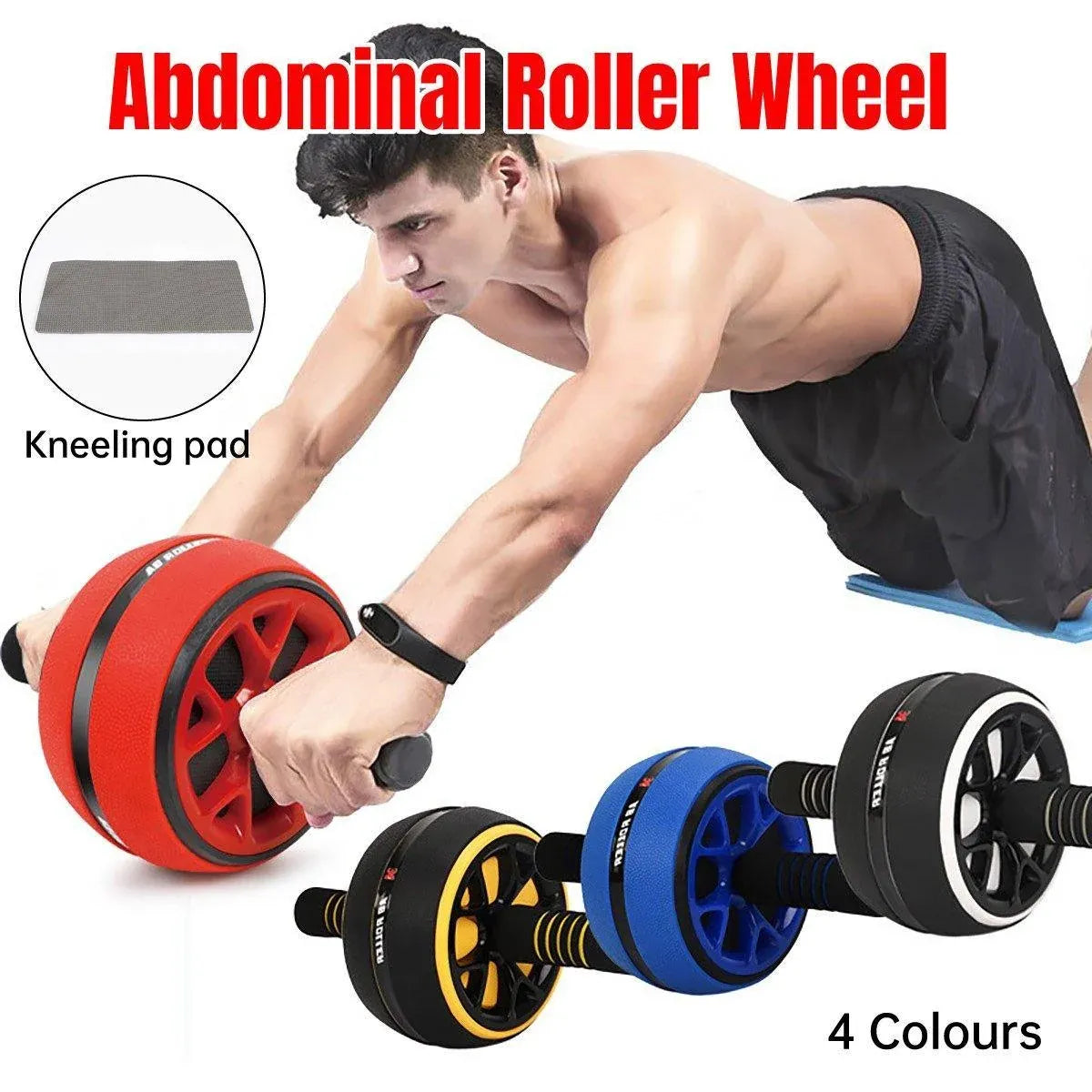 Abdominal Muscle Wheel Exercise Roller Fitness Equipment for Home Gym Men Women - Black