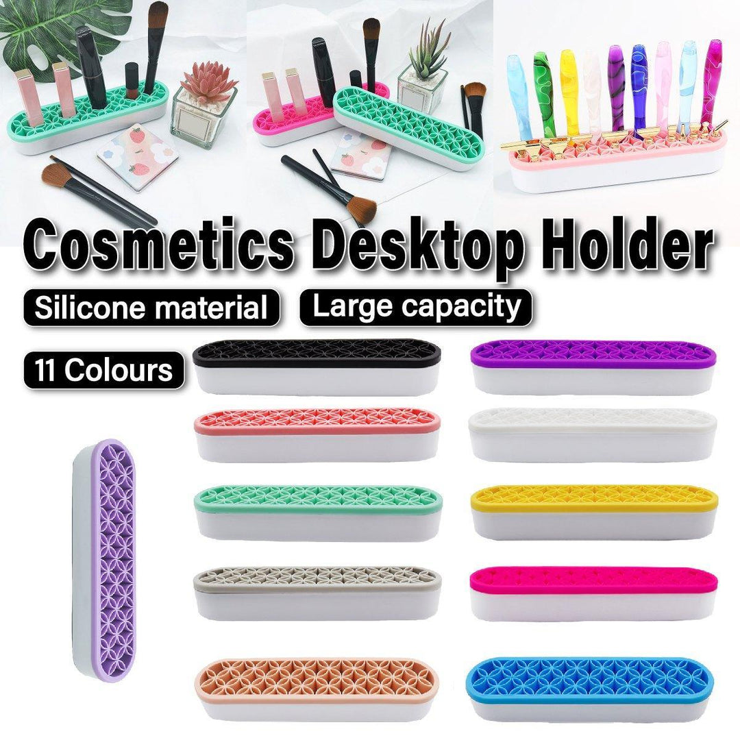 Silicone Makeup Organizer Cosmetic Storage Box Lipstick Brush Holder Desktop Box - Light Purple