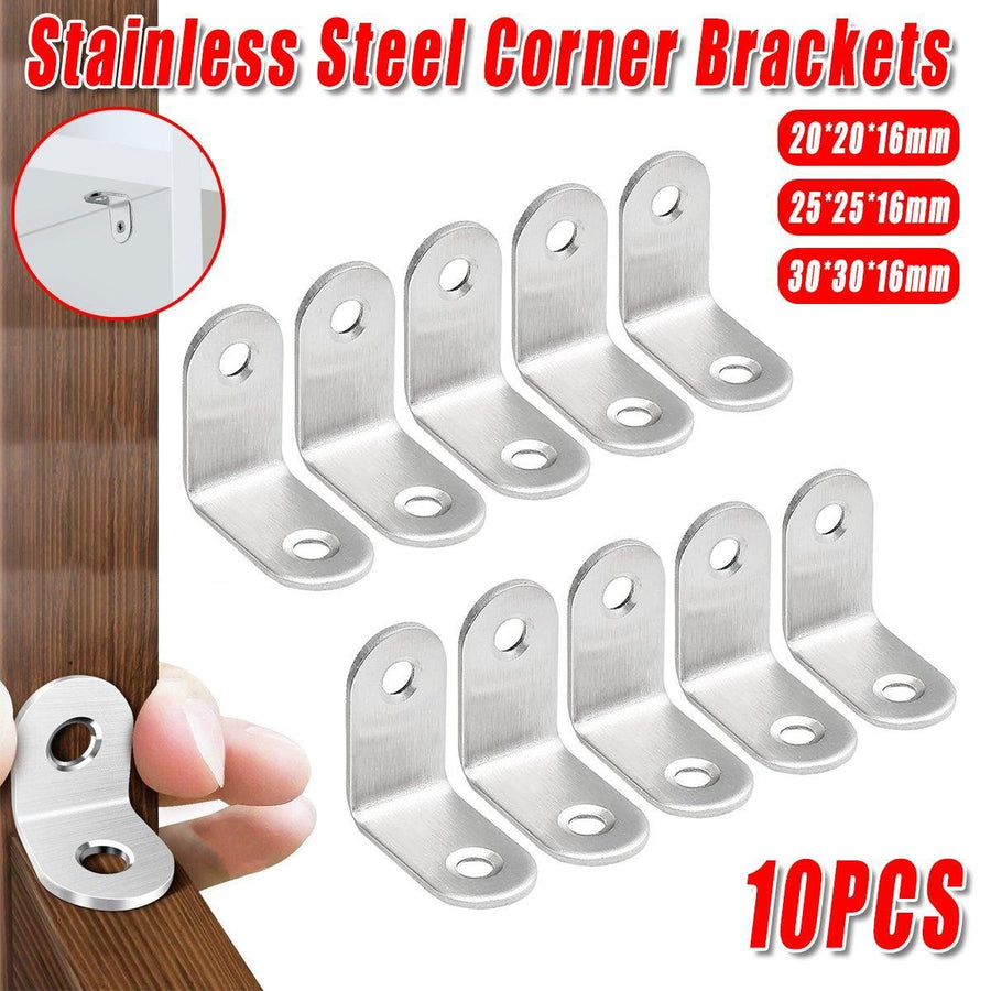 10pcs 90-degree L Type Angle Brackets Right Angle Fixed Support Furniture Connector - 20*20*16mm