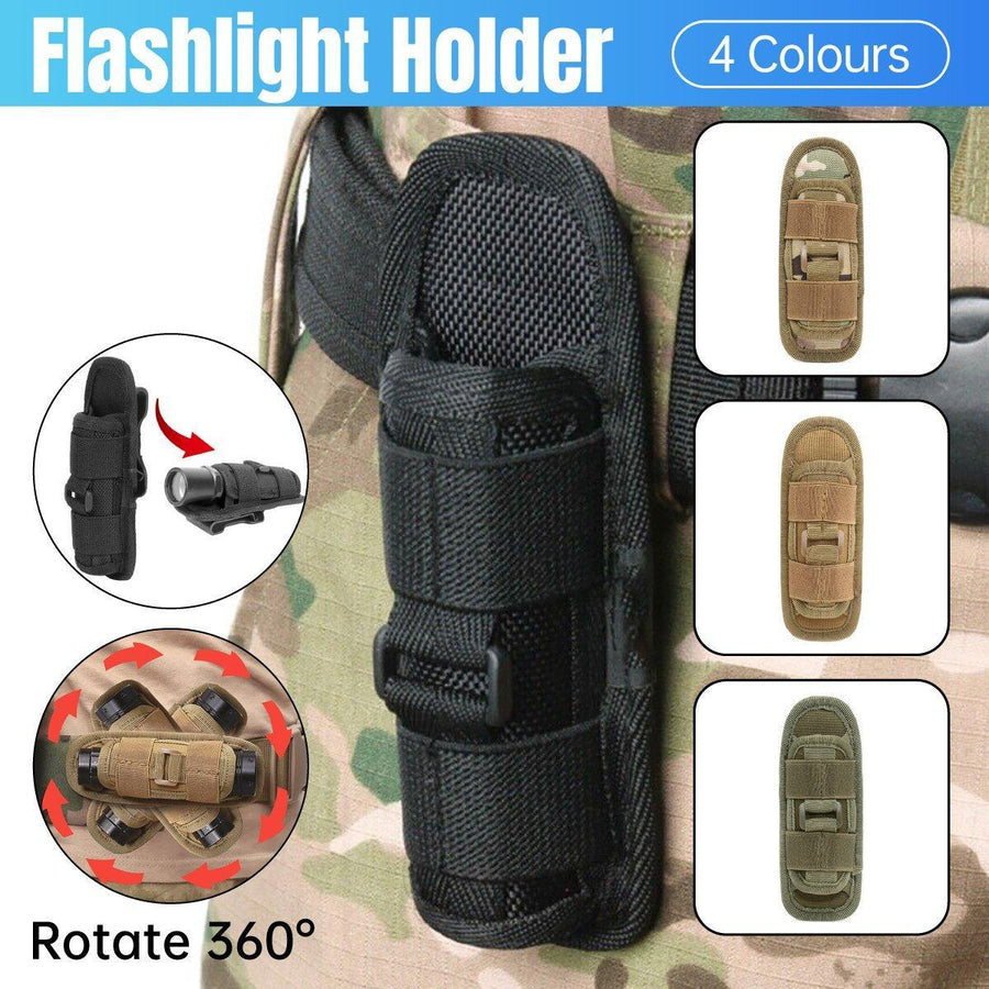 Portable Outdoor Military Flashlight Bag Pouch Tactical Case Holster Belt Holder - Green
