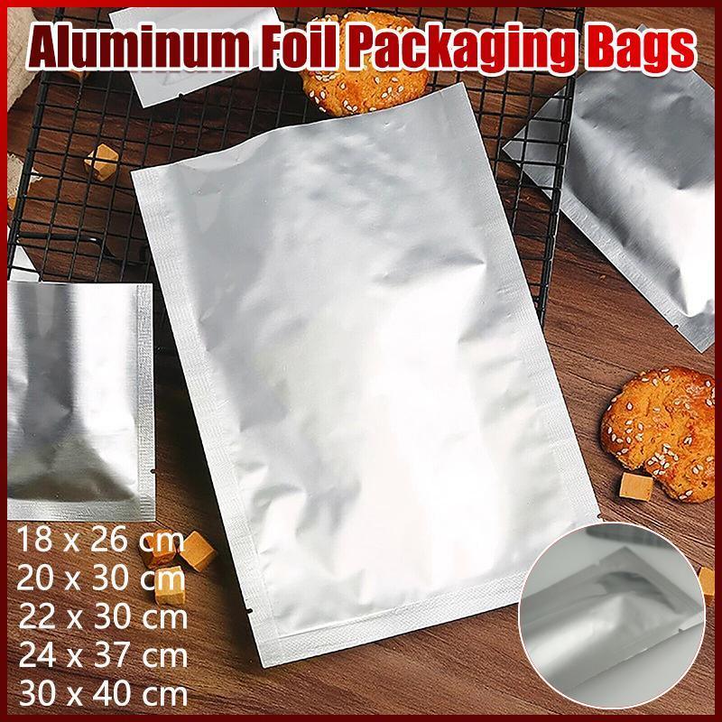 Silver Open Top Aluminum Foil Packaging Bags Heat Seal Vacuum Food Pouches - 30X40CM