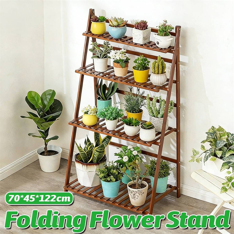 4 Tier Indoor Folding Plant Stand Shelf Rack Corner For Living Room Balcony