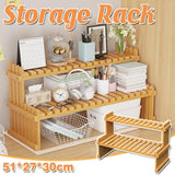 2 Tier Bamboo Plant Stand Flower Pot Rack Indoor Outdoor Patio Garden Shelf