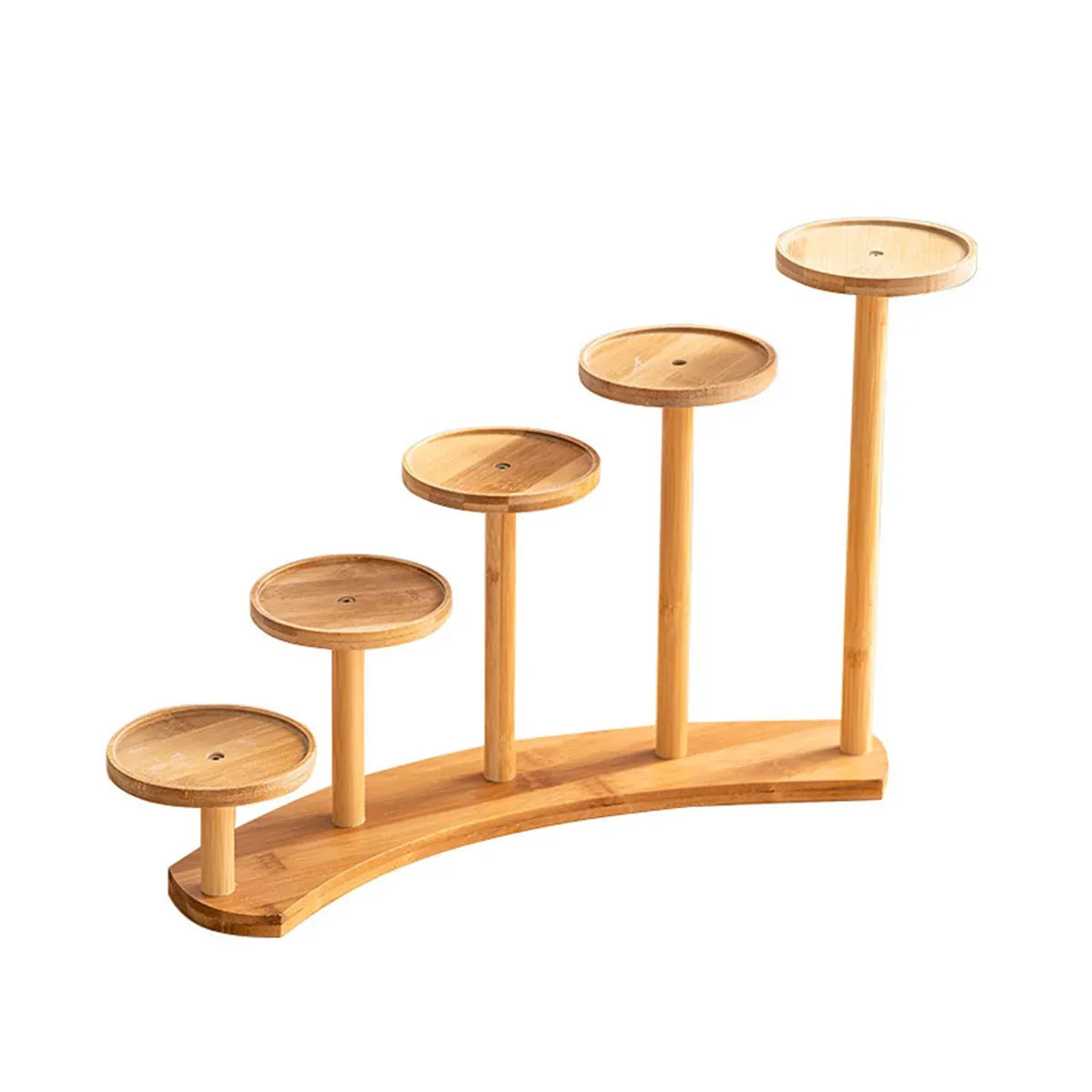 Bamboo Indoor Desktop Flower Stand for Living Room Office MultiTier Plant Holder - Round