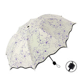 Folding Umbrella Triple Fold Sunshade Rainproof UV Protection Compact Umbrella - Purple