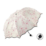 Folding Umbrella Triple Fold Sunshade Rainproof UV Protection Compact Umbrella - Red