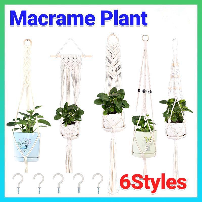 Macrame Plant Flower Pot Holder Hanger Hanging Planter Basket Hemp Rope Braided - #07