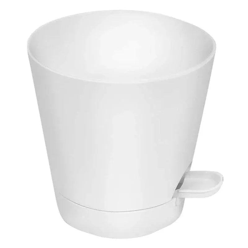 5pcs Self Watering Planter Desktop Plastic Round Planter Auto Suction Lazy Pot - White