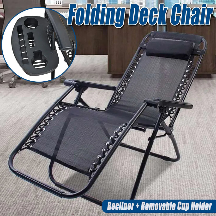 Cool Black Self-produced Nap Folding Recliner Office Lunch Beach Chair
