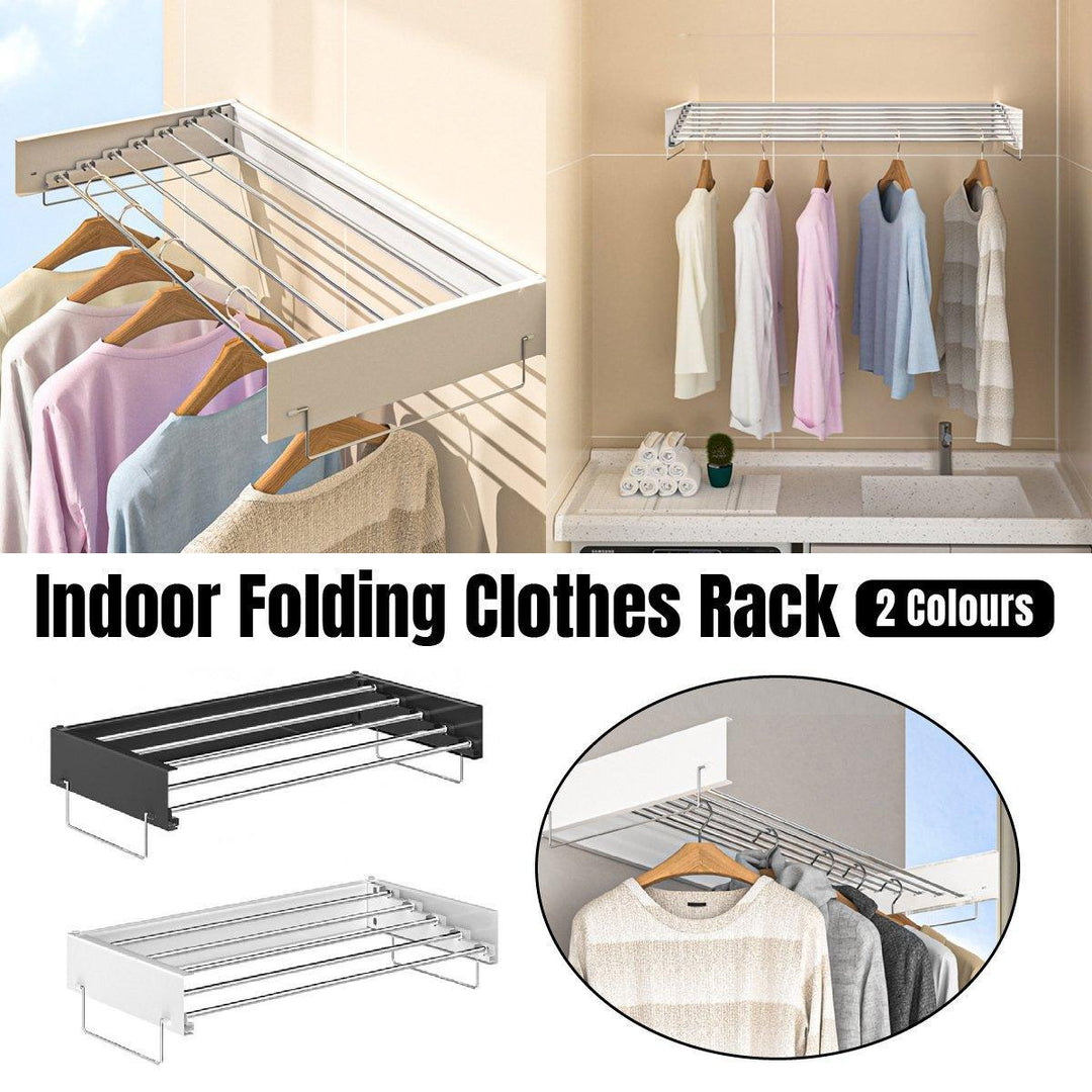 Foldable Wall Hanging Clothes Drying Rack Invisible Balcony Towel Laundry Rack - White