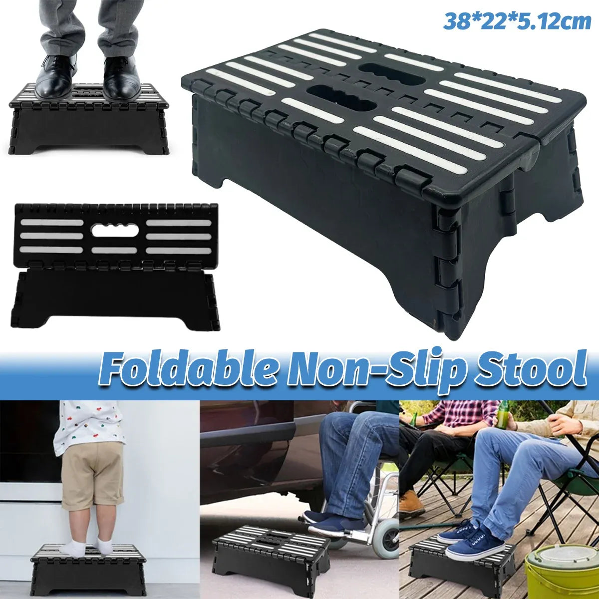 Portable Anti Slip Folding Step Stool Half Step Ladder for Elderly Seniors Use
