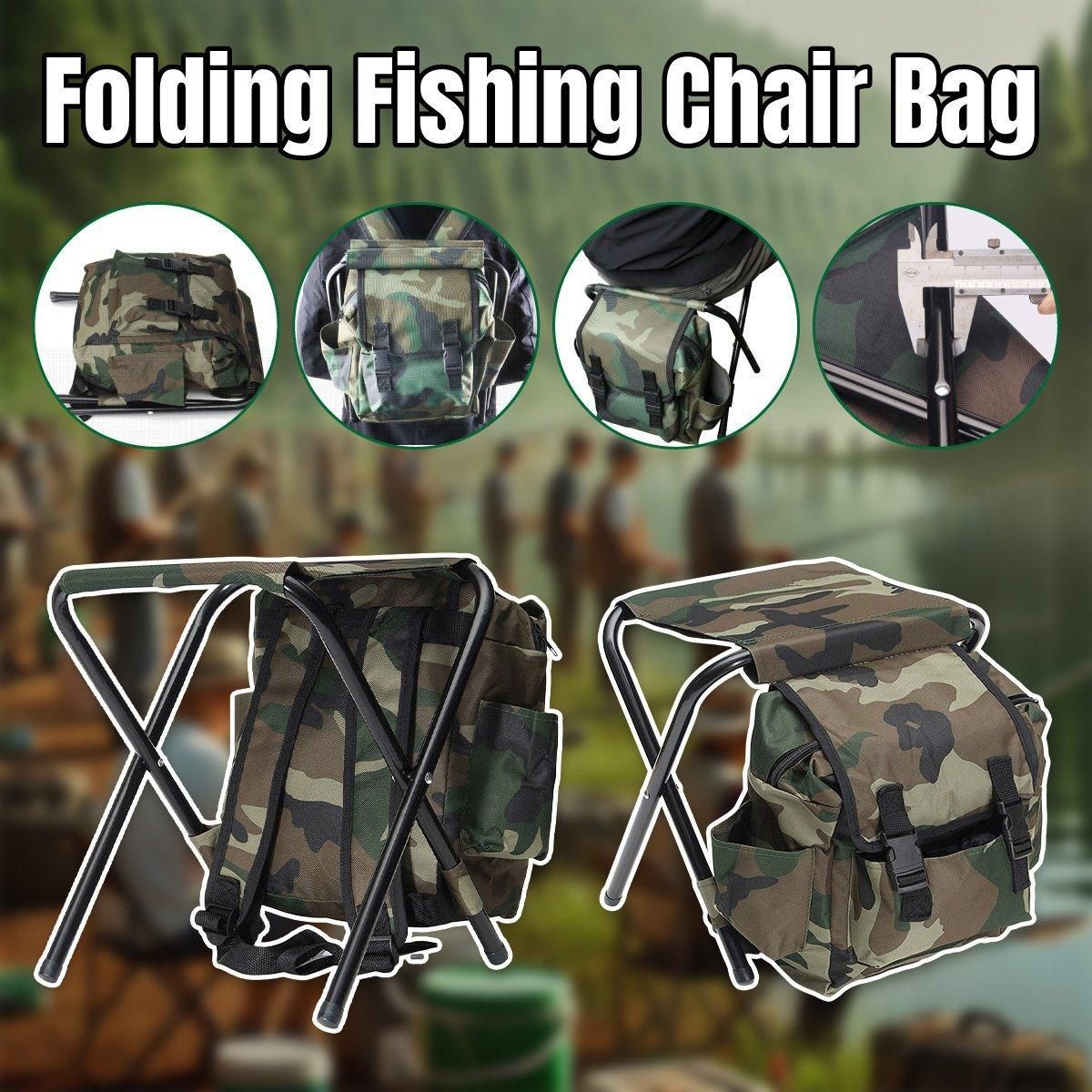 Outdoor Folding Chair Multi Functional Portable Camping Fishing Bag Stool Seat