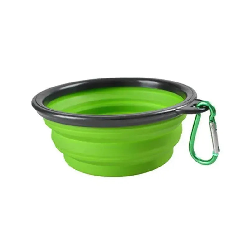 Foldable Silicone Pet Bowl Portable Travel Feeder for Dog and Cat - Green
