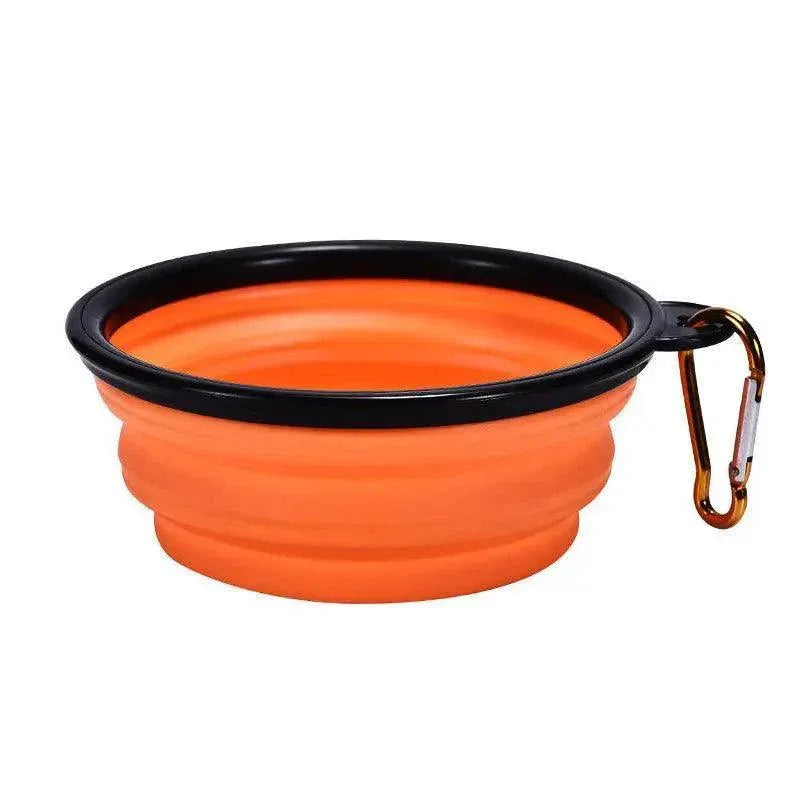 Foldable Silicone Pet Bowl Portable Travel Feeder for Dog and Cat - Orange