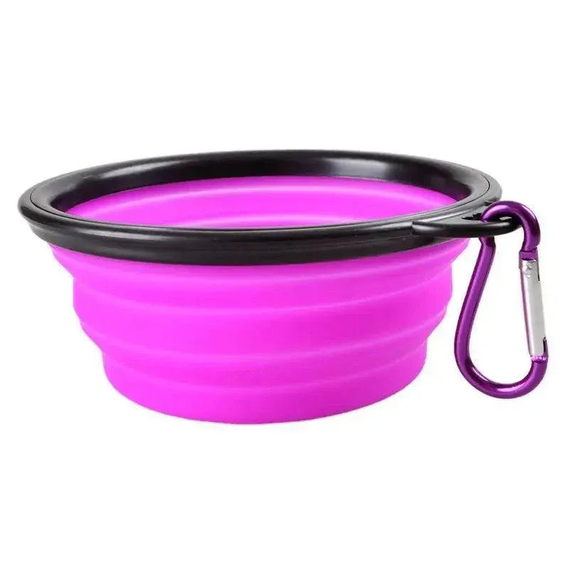 Foldable Silicone Pet Bowl Portable Travel Feeder for Dog and Cat - Pink