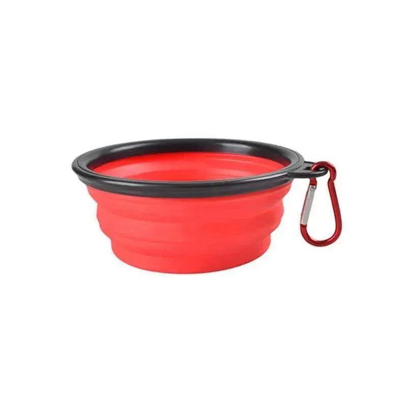 Foldable Silicone Pet Bowl Portable Travel Feeder for Dog and Cat - Red