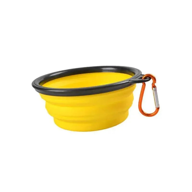 Foldable Silicone Pet Bowl Portable Travel Feeder for Dog and Cat - Yellow