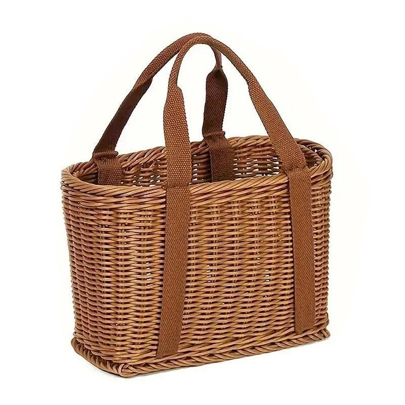 Imitation Rattan Woven Basket Shopping Basket Fruit Vegetable Storage Basket - Small