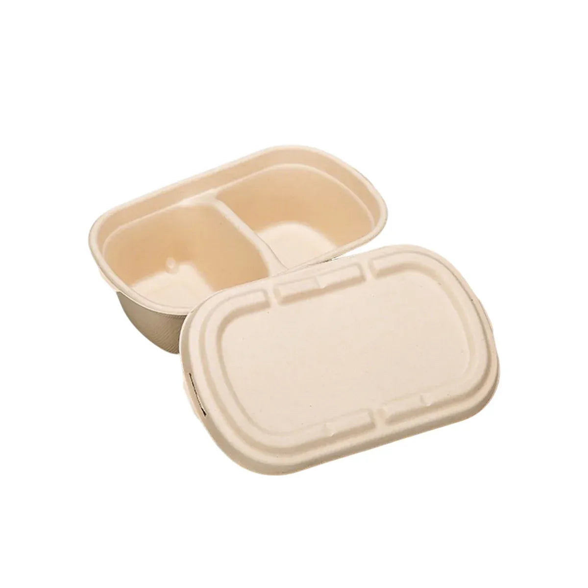 50PCS Disposable Two-Compartment Light Meal Salad Box with Lids Leakproof - 1000ml