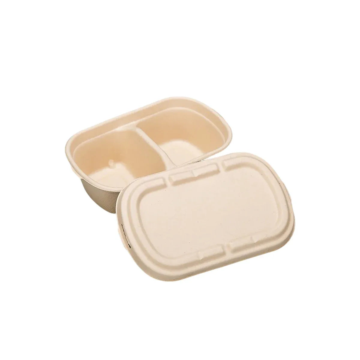 50PCS Disposable Two-Compartment Light Meal Salad Box with Lids Leakproof - 700ml