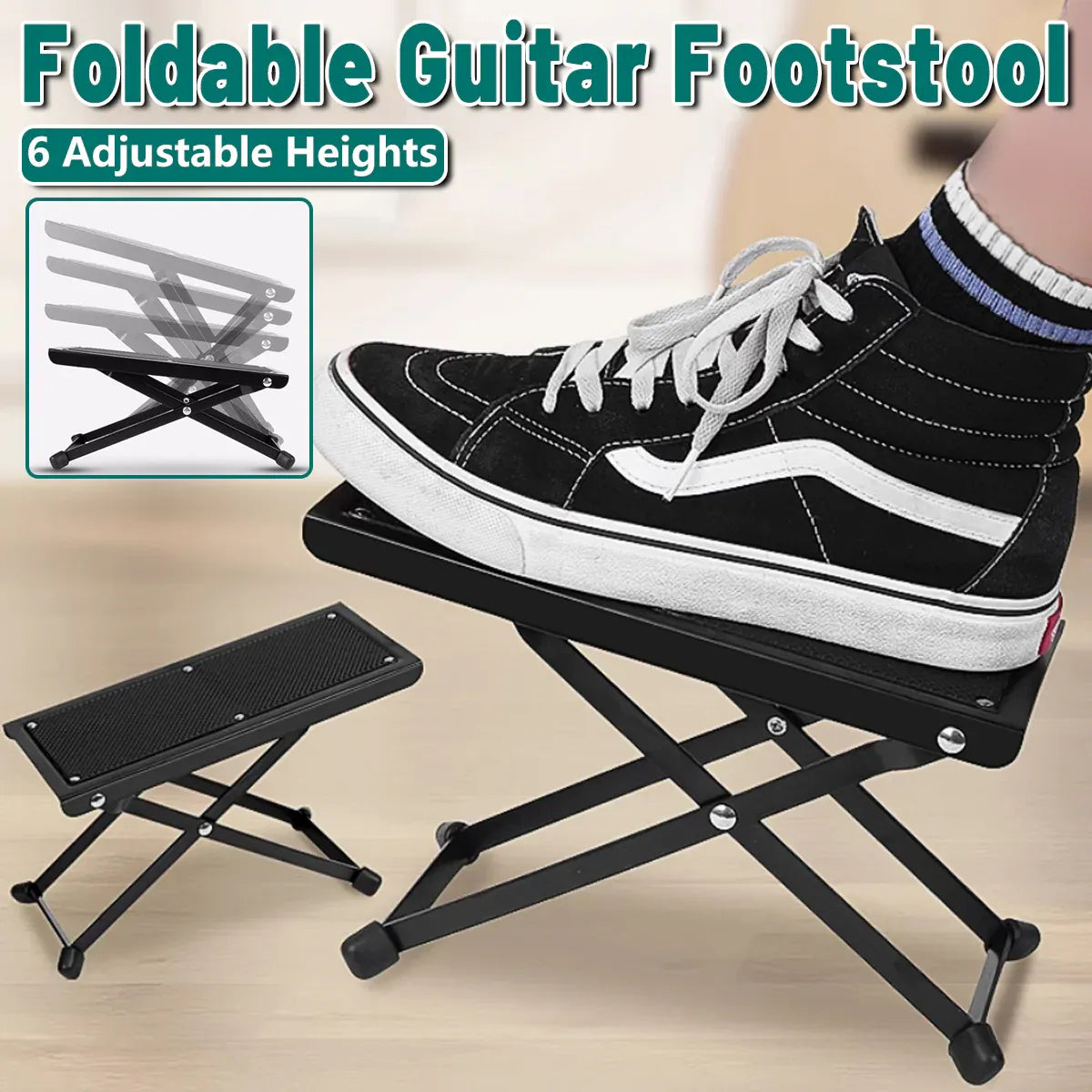 Guitar Foot Rest Pedal Adjustable 6-Position Foldable Stand Support for Players