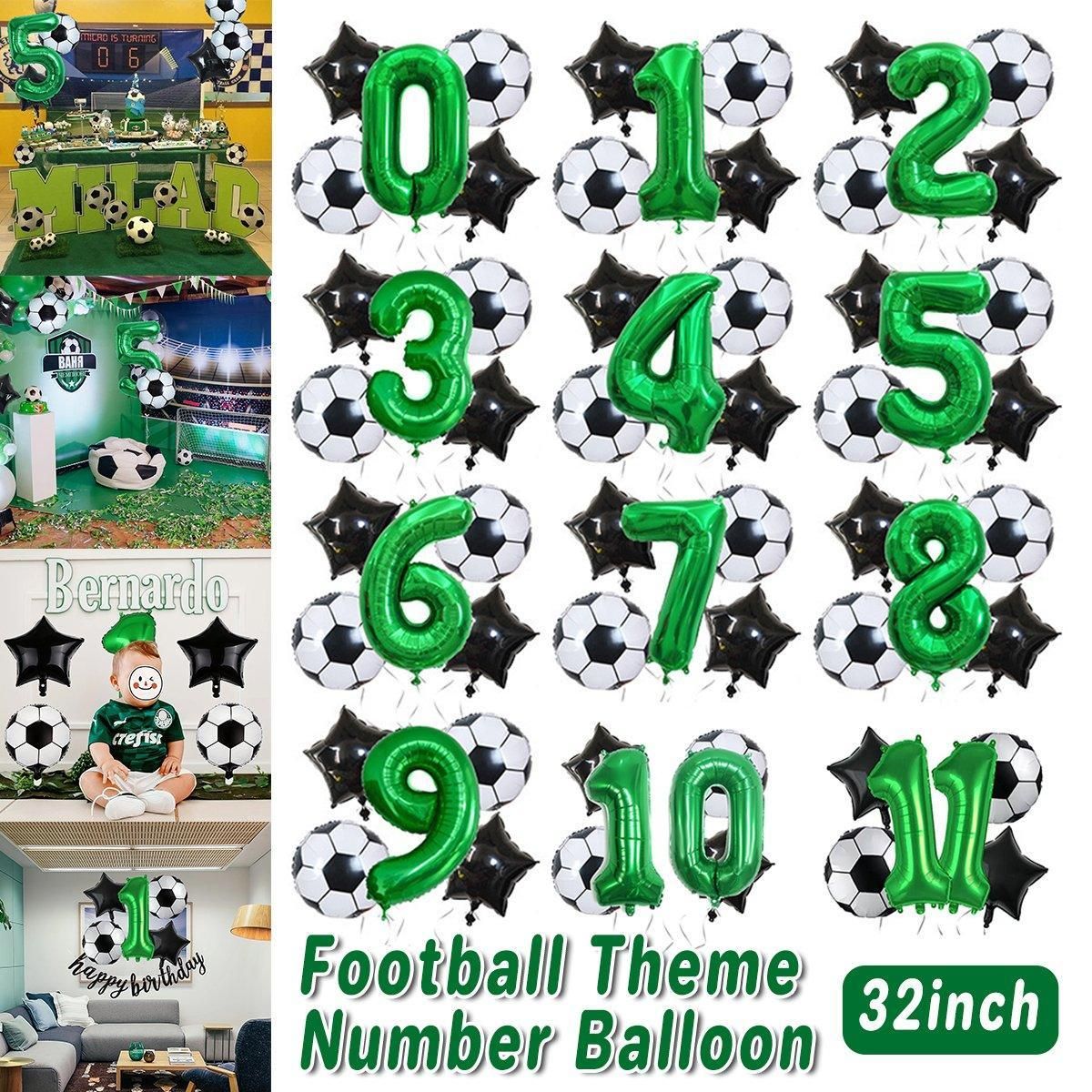 32 Inch Green Soccer Balloons 5 Pieces Set World Cup Birthday Party Decoration - 0