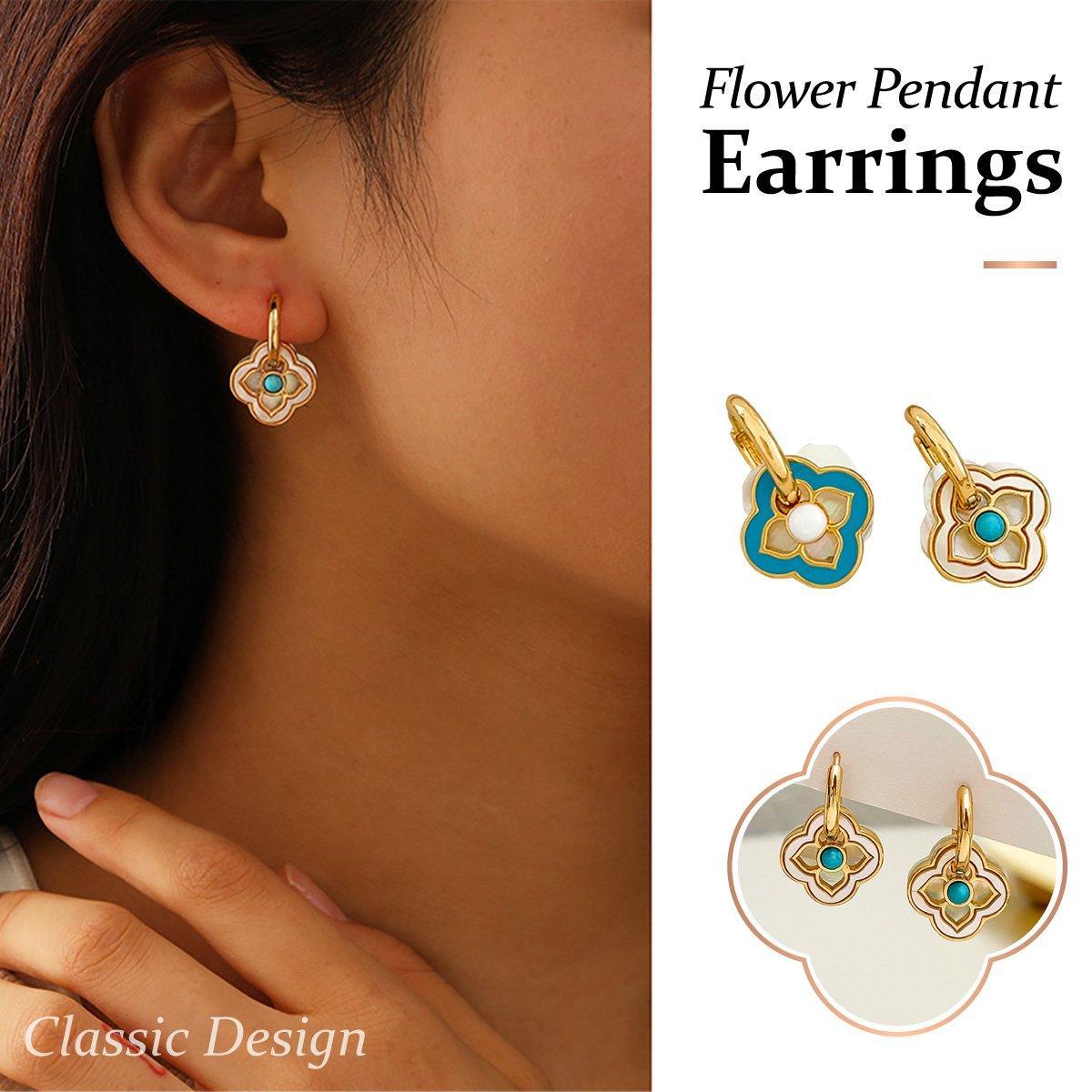 New Chinese Style Multi-Wear Natural Shell Four-Leaf Clover Earrings for Women
