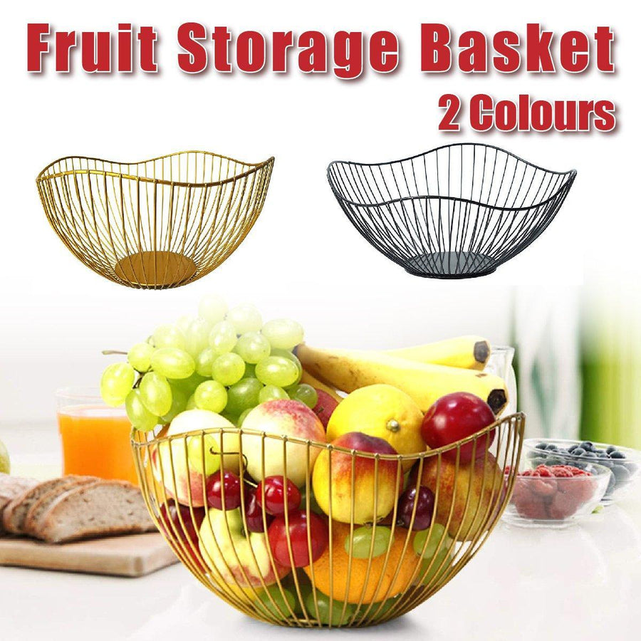 Large Iron Fruit Storage Basket Home Decor Snack Candy Plate Living Room Basket - Gold