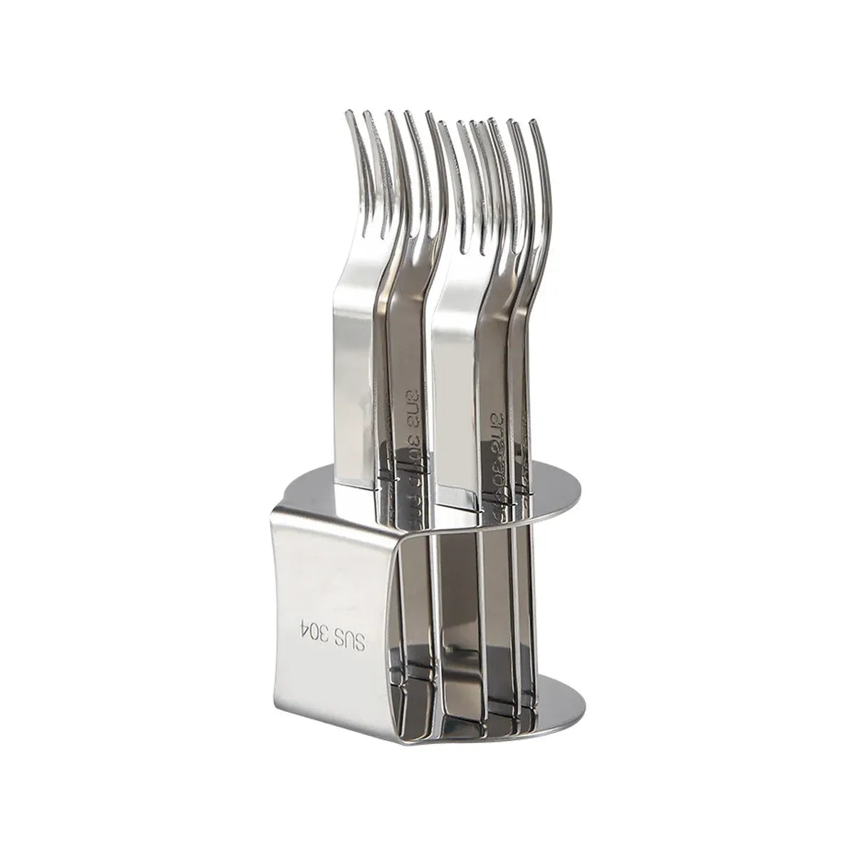 Elegant 304 Stainless Steel Fruit Forks Set of 6 For Home Dessert Cake Use - Silver