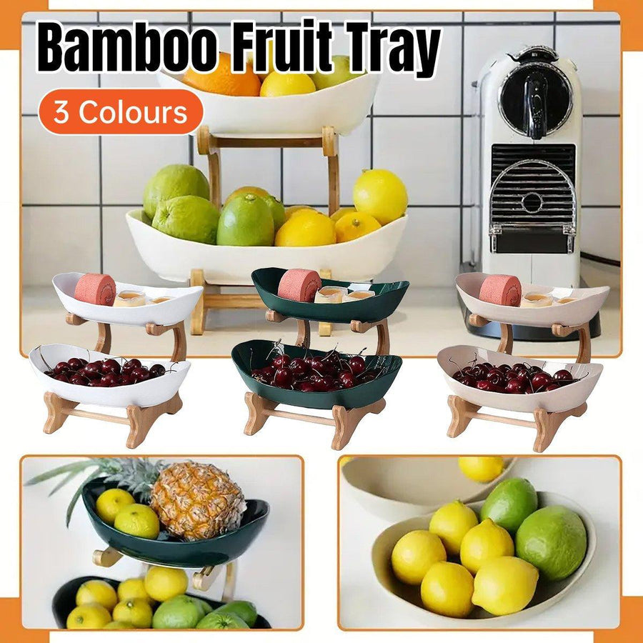 Modern Multi-layer Bamboo Fruit Snack Plate Rack Creative Living Room Plate Rack - Beige