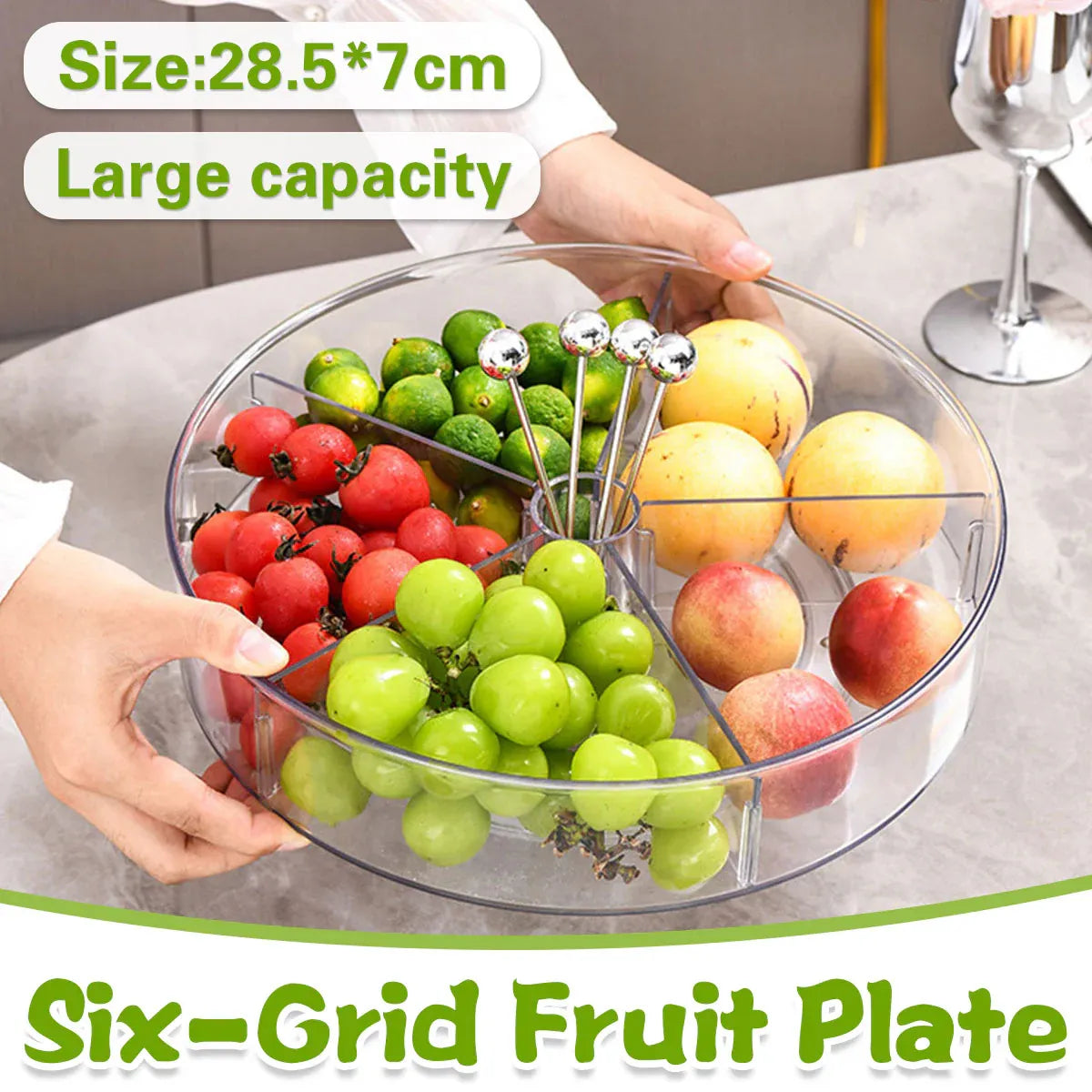 Six Point Fruit Snack Tray With Lid Dried Fruit Nut Candy Box Dustproof Storage