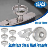 10 PCS Stainless Steel Small Funnel Set for Hip Flasks Camping Kitchen Use